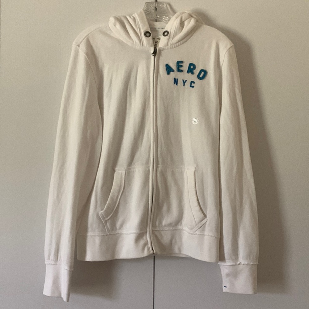 Aeropostale White Fleece-lined Zip-up Hoodie (NWT)